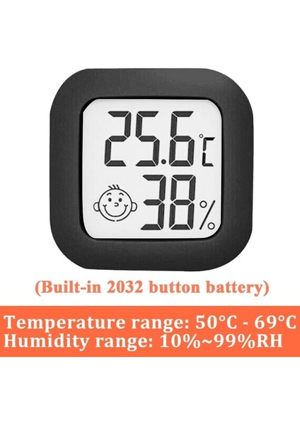 Siyah 50C - 69C Mini Termometre LCD Dijital Sıcaklık Odası Higrometre Ölçer Sensör Nem Ölçer Iç Mekan Termometresi Sıcaklık 50°c - 69°c (Yurt Dışından)