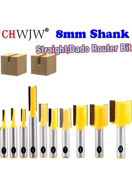 7no(27) 1pc 8mm Shank Yüksek Kaliteli Düz/dado Freze Ucu Seti 3.2,3.4,5,8,10,12,14,18,20MM Çaplı Ahşap Kesme Aleti - Chwjw (Yurt Dışından)