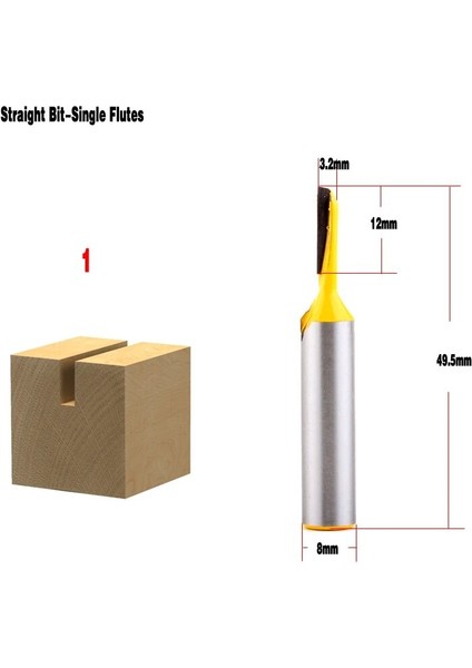 7no(27) 1pc 8mm Shank Yüksek Kaliteli Düz/dado Freze Ucu Seti 3.2,3.4,5,8,10,12,14,18,20MM Çaplı Ahşap Kesme Aleti - Chwjw (Yurt Dışından)
