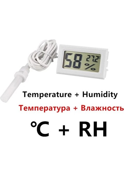 Fy-12 ve Kablo Mini LCD Dijital Iç Mekan Uygun Sıcaklık Sensörü Nem Ölçer Gösterge Aletleri Kablo Termometresi Higrometre Sıcaklık (Yurt Dışından)