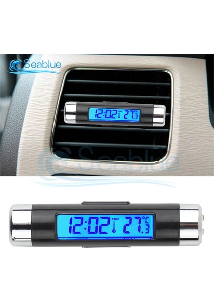 Saat 2 In 1 Araba Oto Termometre Saat Takvim LCD Dijital Ekran Klipsli Dijital Mavi Arka Işık Otomotiv Aksesuarları (Yurt Dışından) fiyatları