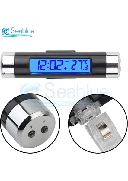 Saat 2 In 1 Araba Oto Termometre Saat Takvim LCD Dijital Ekran Klipsli Dijital Mavi Arka Işık Otomotiv Aksesuarları (Yurt Dışından) modelleri