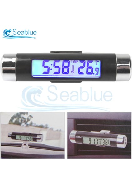 Saat 2 In 1 Araba Oto Termometre Saat Takvim LCD Dijital Ekran Klipsli Dijital Mavi Arka Işık Otomotiv Aksesuarları (Yurt Dışından) fırsatları
