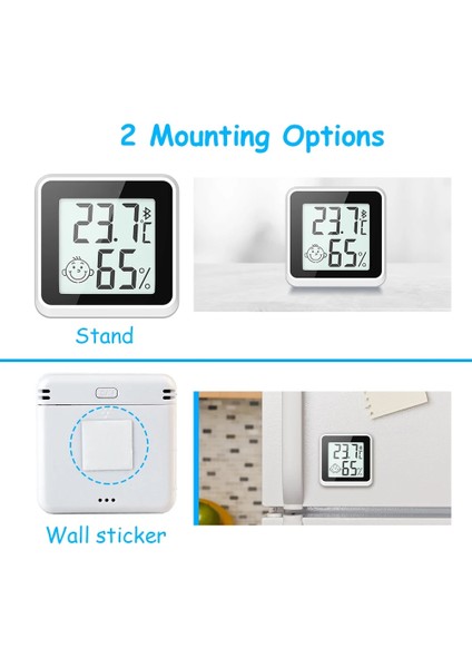 Hiçbir Blueteeth Beyaz Bluetooth Izleme Mini Termometre Higrometre Ölçer LCD Dijital Iç Mekan Sıcaklık Nem Sensörü Oda Ölçer Hava Istasyonu (Yurt Dışından) modelleri