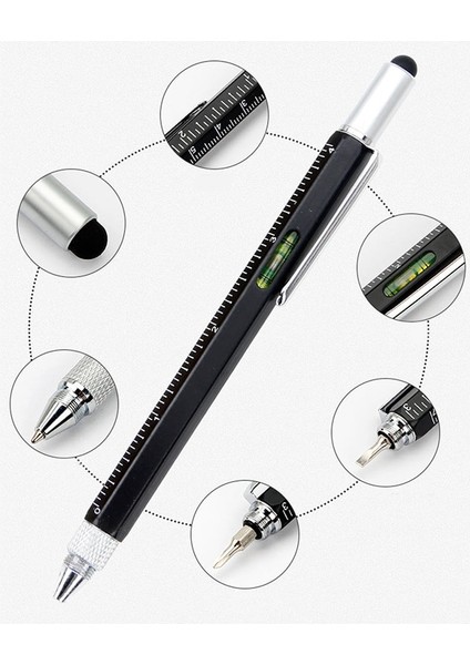 20 Adet Combo 6 In 1 Çok Fonksiyonlu El Tornavida Aracı Tükenmez Kalem Ölçüm Teknolojisi Cetvel Mini Tornavida Dokunmatik Ekran Stylus (Yurt Dışından)
