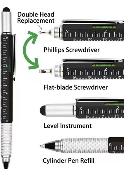 20 Adet Combo 6 In 1 Çok Fonksiyonlu El Tornavida Aracı Tükenmez Kalem Ölçüm Teknolojisi Cetvel Mini Tornavida Dokunmatik Ekran Stylus (Yurt Dışından)