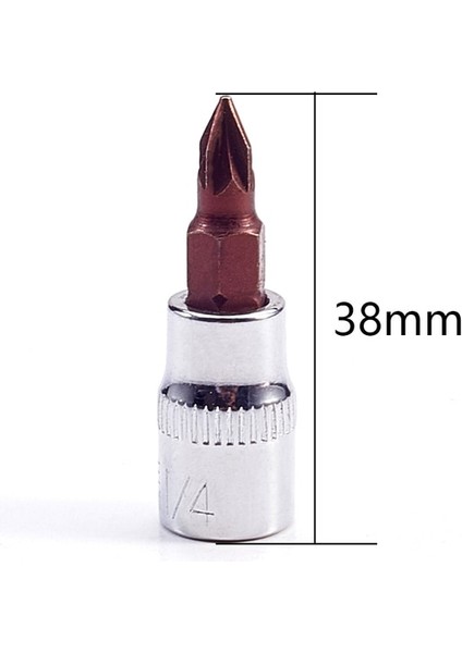 Pz1 Çapraz Uzunluk 38MM 2 Adet 1/4 "başlık Soketleri 38MM Uzunluk Krom Vanadyum Çelik Sürücü Soket Adaptörü Bit Soket Ph1-Ph3 H3-H8 TX10 TX20 TX30 TX40 (Yurt Dışından)
