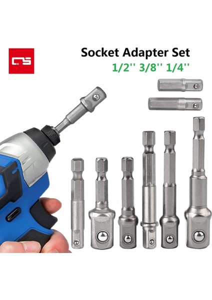 A0144-65MM Matkap Soket Adaptör Kiti Darbeli Matkap Uzatma Ucu Soket Adaptör Kiti 1/4'' 3/8'' 1/2'' Kare Kafa 1/4'' Hex Shank Matkap Araçları (Yurt Dışından)