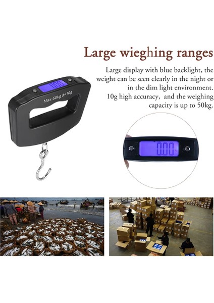 Mini Dijital Ekran Vinç Ölçeği 50 kg Endüstriyel Elektronik Ağır Hizmet Tipi Ağırlık Kanca Vinç, Birim Değiştirme Dara Fonksiyonu ile (Yurt Dışından)