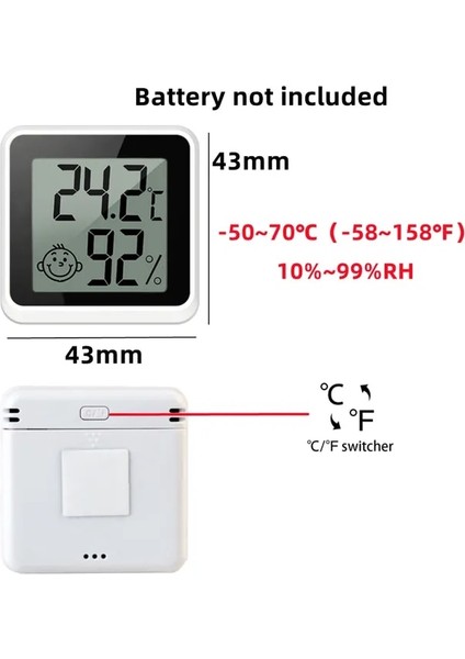 Mini-C-F-Siyah Mini LCD Dijital Termometre Higrometre Sıcaklık Iç Mekan Uygun Sıcaklık Sensörü Nem Ölçer Ölçer Aletler Kablo (Yurt Dışından)