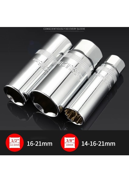 03 1 Adet 14 16 21MM Buji Lokma Anahtar Araba Sökme Onarım Kol Anahtarı 3/8 1/2 Inç Şarapnel Lokma Anahtar Aracı (Yurt Dışından)
