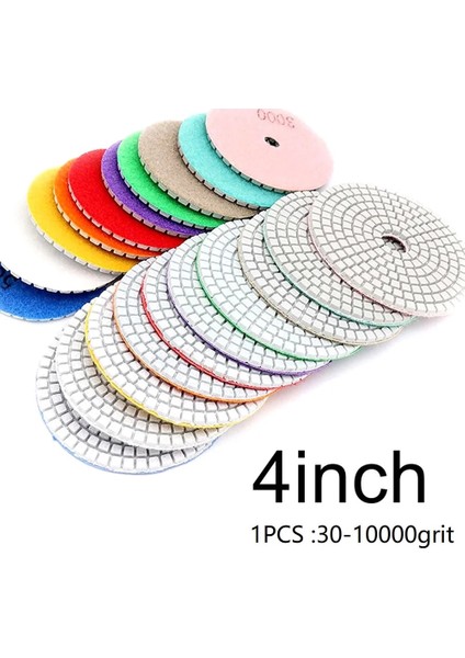 3000 Grit 1 Adet Elmas Parlatma Pedleri 4 Inç Islak/kuru Granit Beton Mermer Cam Taş Zımpara Kanca ve Döngü Destekli Esnek (Yurt Dışından)