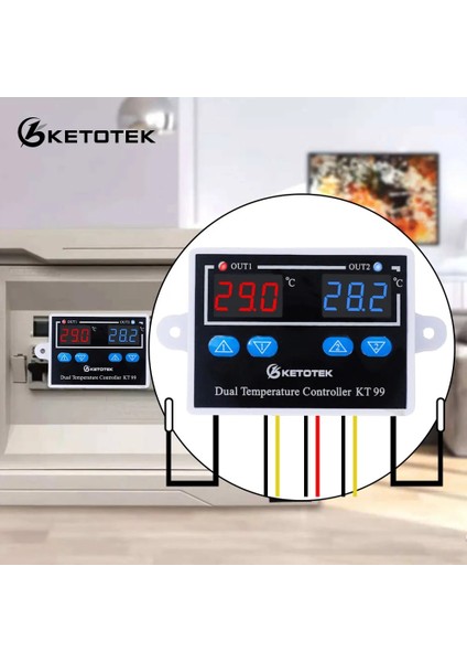 110-220V Tek Çıkışlı Dijital Termostat Regülatörü KT99 Ac 220V 12V 24V 10A Doğrudan Çıkış Mikrobilgisayar Sıcaklık Kontrol Cihazı Anahtarı Ntc/k Sensörü (Yurt Dışından)
