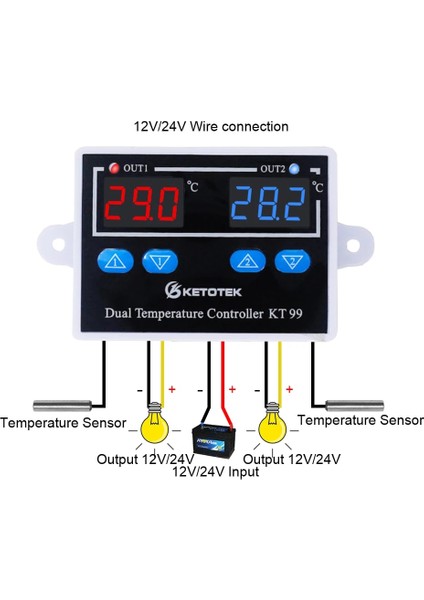 110-220V Tek Çıkışlı Dijital Termostat Regülatörü KT99 Ac 220V 12V 24V 10A Doğrudan Çıkış Mikrobilgisayar Sıcaklık Kontrol Cihazı Anahtarı Ntc/k Sensörü (Yurt Dışından)