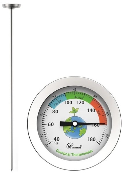 B 50CM Kompost Toprak Test Cihazı Ölçer Ölçüm Probu Premium Paslanmaz Çelik Kompost Toprak Termometresi Bahçe Arka Bahçe 0-120 Santigrat (Yurt Dışından)