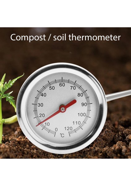 B 50CM Kompost Toprak Test Cihazı Ölçer Ölçüm Probu Premium Paslanmaz Çelik Kompost Toprak Termometresi Bahçe Arka Bahçe 0-120 Santigrat (Yurt Dışından)