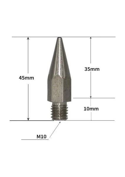 M10 45MM 1 Adet Paslanmaz Çelik Prizmalar Kutup Gps Kutup Ucu M10 M8 Keskin Nokta Değiştirme Prizmalar Çubuk ile 1/4 "dişi Konu (Yurt Dışından)