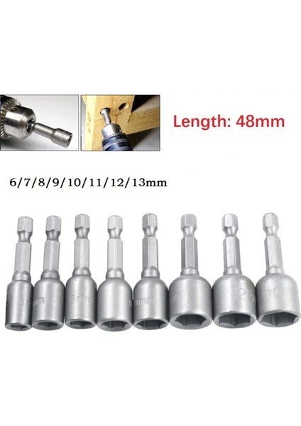 6mm 6-13 M Darbe Altıgen Soket Manyetik Somun Tornavida 1/4" Hex Shank Elektrikli Matkap Uçları Darbeli Sürücüler Soket Kiti (Yurt Dışından)