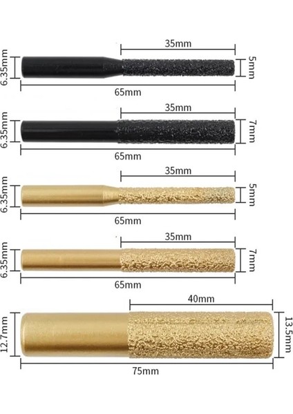 Altın 6 35X7X65MM 1/2 Adet 6.35MM Shank Lehimli Elmas Yönlendirici Bit Freze Gravür Makinesi Oyma Aracı Mermer Taş Granit Kesme (Yurt Dışından)