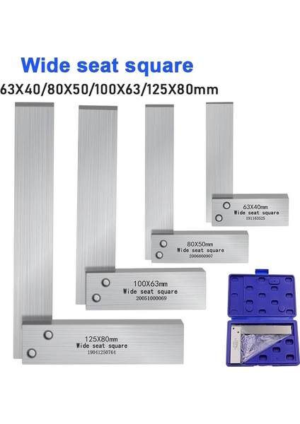 63X40MM Kare 90 Derece Kare L-Şeklinde Cetvel Zemin Oturaklı Hassas Sertleştirilmiş Çelik Açılı Cetvel 63X10 80X50 100X60 125X80MM (Yurt Dışından) fiyatları
