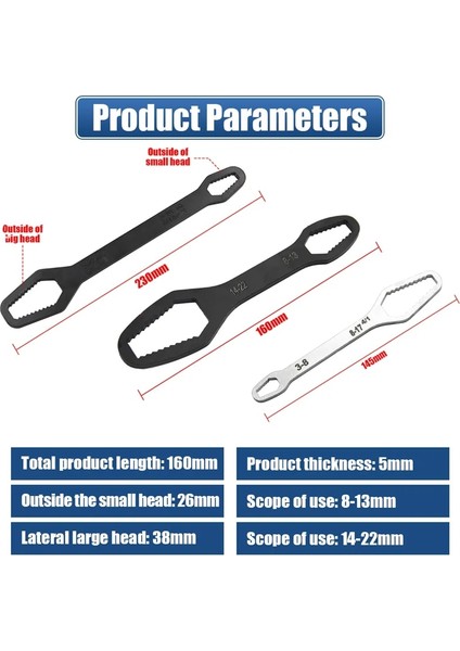 145MM 3-17MM 3.5mm Evrensel Torx Anahtarı 3-17/8-22MM Kendinden Sıkma Ayarlanabilir Kurulu Çift Kafalı Torx Anahtarı Fabrika Için Çok Amaçlı El Aletleri (Yurt Dışından) indirimleri