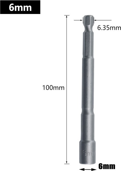 10MM 1 Adet 100MM Uzun 6MM-19MM Altıgen Somun Sürücü Matkap Ucu Krom Vanadyum Çelik Lokma Anahtar Uzatma Kolu Manyetik (Yurt Dışından)