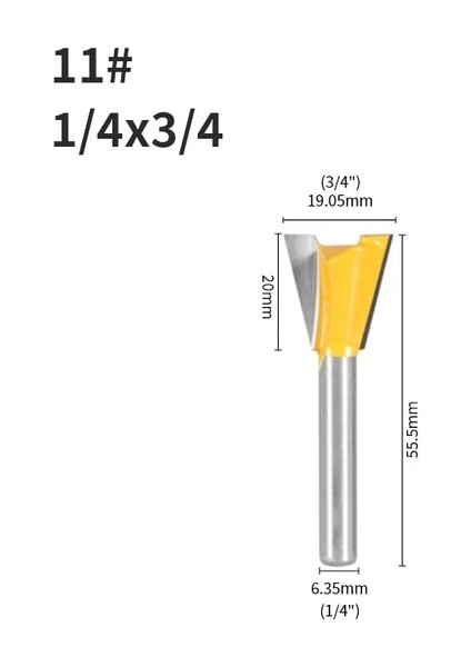 6.35X19.05 Yusun 6mm 6.35MM Shank Kırlangıç Ortak Yönlendirici Bit 14 Derece Ağaç Işleme Freze Kesicisi Gravür Uçları Yüz Değirmeni (Yurt Dışından)
