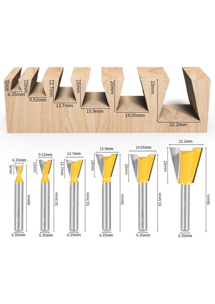 6.35X19.05 Yusun 6mm 6.35MM Shank Kırlangıç Ortak Yönlendirici Bit 14 Derece Ağaç Işleme Freze Kesicisi Gravür Uçları Yüz Değirmeni (Yurt Dışından)
