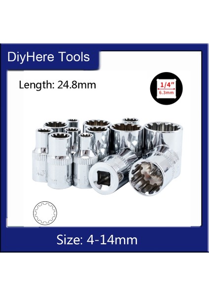 13MM 1 Adet 4-14MM 1/4 Inç Tahrik Altıgen Anahtar Kafası 12 Nokta Diş Cırcır Anahtar Kolu Araba Tamir Aracı Soket Somun Kaldırma (Yurt Dışından)