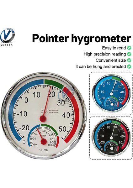 Mavi Işaretçi Termometre Termohigrometre Higrometre Kapalı Açık 2 In 1 Duvara Monte Masaüstü Sıcaklık Nem Ölçer Ev (Yurt Dışından)