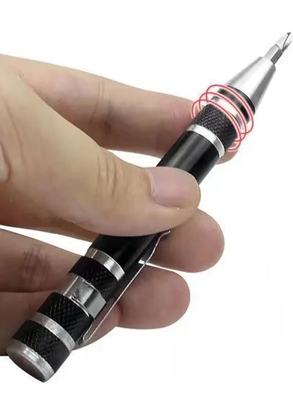 Siyah 8'i 1 Arada Kalem Tipi Tornavida Kombinasyon Seti Dahili Güçlü Manyetik Aşınma Direnci/günlük Elektronik Onarım Için Yüksek Sertlik (Yurt Dışından) indirimleri