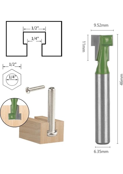 6X12.7 Yusun Yeşil Anahtar Deliği Bit T-Yuvası Kesici Yönlendirici Bit Ağaç Işleme Freze Kesicisi Ahşap Araçları Yüz Değirmeni (Yurt Dışından) indirimleri