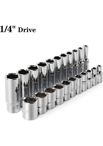 4MM-25MM Uzunluk 1/4 "sürücü Inç Altıgen Soket Anahtarı Kafası 25MM/50MM Uzun 6 Nokta Lokma Seti 4-14MM Somun Sürücü Anahtarı Cırcır Uzatma Soket Çubuğu (Yurt Dışından)