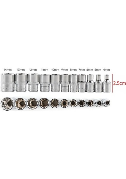 4MM-25MM Uzunluk 1/4 "sürücü Inç Altıgen Soket Anahtarı Kafası 25MM/50MM Uzun 6 Nokta Lokma Seti 4-14MM Somun Sürücü Anahtarı Cırcır Uzatma Soket Çubuğu (Yurt Dışından)