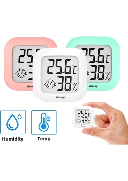 Whitec Smiley Mini LCD Dijital Termometre Higrometre Kapalı Oda Sıcaklığı Nem Ölçer Sensör Ölçer Hava Istasyonu (Yurt Dışından)