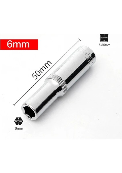 BS09-6MM-5CM 1 Adet Yüksek Kalite 1/4 Lokma Seti Adapterlong Soketler 4-14MM Derin Soket Aracı Kafaları Tork Anahtarı Cırcır Soket Anahtarı (Yurt Dışından)