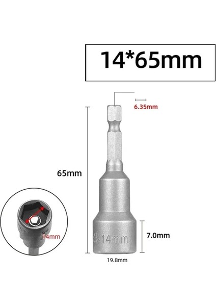 14MM Darbe Soket Manyetik Somun Tornavida Güç Somun Sürücü Matkap Ucu Seti 1/4 "altıgen Soket Adaptörü Cıvata Sürücüleri Tamir Aracı Kiti (Yurt Dışından)