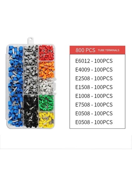 800 Adet Tüp Boru Terminali Sıkma Araçları Yüksük Sıkma Aracı Kiti I Elektrikli Pense Hsc8 6-4 0.25-10MM² 23-7AWG 6-6 0.25-6mm² Kelepçe (Yurt Dışından)
