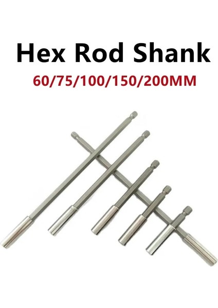 200MM 60/100/150/200MM 1/4 "altıgen Çubuk Şaft Uzun Saplı Tornavida Ucu Tutucu Uzatma Bit Seti Uzantıları Hızlı Değişim El Aleti Soketi (Yurt Dışından)