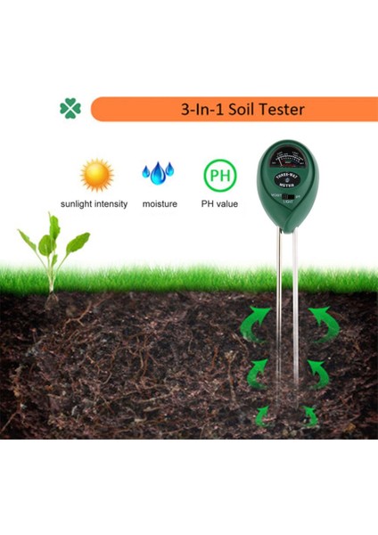 Tip 3 Toprak Ph Test Cihazı 3'ü 1 Arada Ph Hafif Nem Asitliği Test Cihazı Toprak Test Cihazı Nem Ölçer Bitkiler Bitkiler Için Toprak Test Cihazı Kiti Çiçekler (Yurt Dışından)