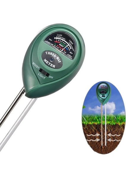 Tip 3 Toprak Ph Test Cihazı 3'ü 1 Arada Ph Hafif Nem Asitliği Test Cihazı Toprak Test Cihazı Nem Ölçer Bitkiler Bitkiler Için Toprak Test Cihazı Kiti Çiçekler (Yurt Dışından)