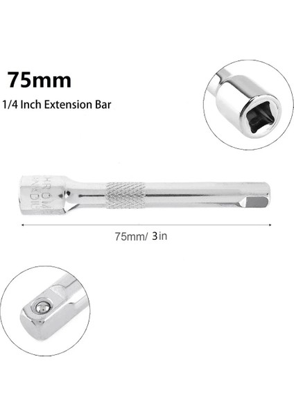 1 Adet 1/4 Inç Krom Çelik Uzatma Çubuğu Lokma Anahtar 50MM 75MM 100MM Sürücü Cırcır Lokma Anahtar Elektrikli Matkap Adaptörü (Yurt Dışından)