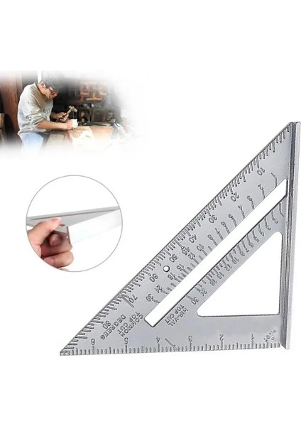 Gümüş Çizim Aracı Üçgen Cetvel Marangoz Kare Hız Kare Düzeni Aracı Ölçüm Aracı Üçgen Cetvel Alüminyum Alaşımlı 45° 90 (Yurt Dışından) fiyatları
