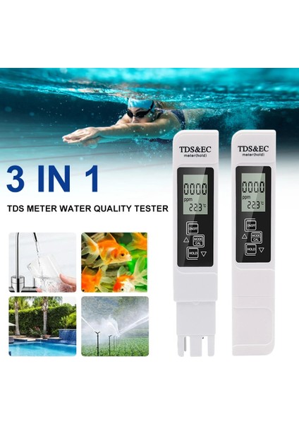 Beyaz Su Tds Metre Su Kalitesi Test Cihazı 3 In 1 Tds Ec Sıcaklık Ölçer Akvaryumlar Yüzme Havuzları Için Dijital LCD Su Test Kalemi (Yurt Dışından) indirimleri