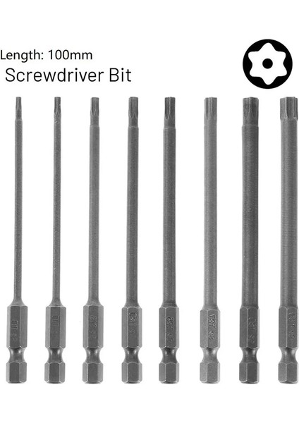 T10 1 Adet Torx Tornavida Bit 1/4 ''shank Hex Rüzgar Matkap Kafası 100MM Vida Anahtarı Manyetik Yıldız T8 T10 T15 T20 T25 T27 T30 T40 (Yurt Dışından)
