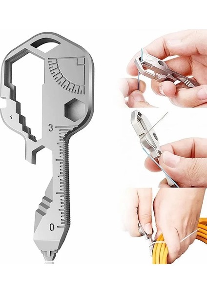 Gümüş Çok Fonksiyonlu Anahtarlık 24 In 1 Kolye Anahtarı Anahtarları Dişli Klipsli Ölçme Ev El Aletleri Açık Havada Taşınabilir Onarım Aracı (Yurt Dışından) modelleri