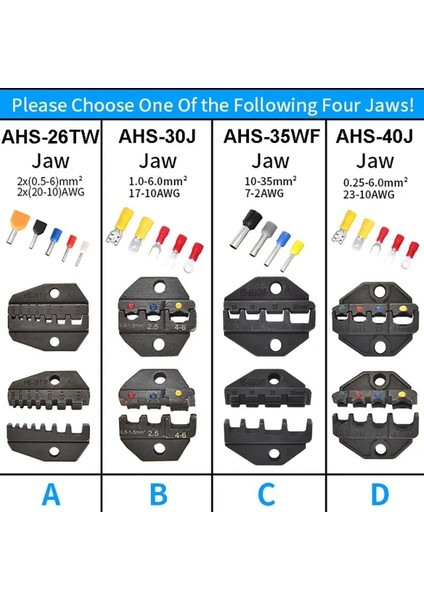 Birini Seçin D A03B A40J A05H A02H2 A12 A02H Kalıp Setleri Hs-Fse- Am-10 Sıkma Pensesi Makinesi Kalıpları Fiş Tüpü HS-40J FSE-40J Em-6b1 Em-6b2 (Yurt Dışından)