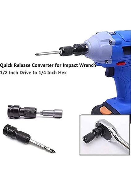 C 1/2 Inç Kare 1/4 Inç Hex Cırcır Soket Anahtarı Soket Adaptörü Ingiliz Anahtarı Takımı Sürücü Dönüştürücü Darbe Aracı (Yurt Dışından)