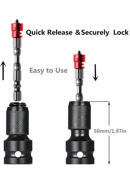 C 1/2 Inç Kare 1/4 Inç Hex Cırcır Soket Anahtarı Soket Adaptörü Ingiliz Anahtarı Takımı Sürücü Dönüştürücü Darbe Aracı (Yurt Dışından)