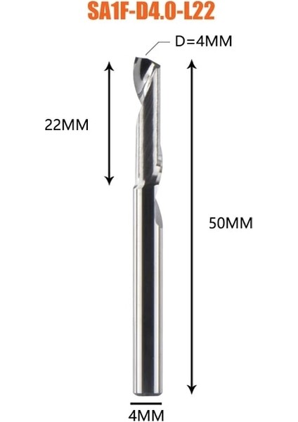 SA1F-D4.0-L22 Dreanique 1 Adet 3.175 4 6 8mm Cnc Tek Flüt Katı Tungsten Karbür Alaşımlı Freze, Alüminyum Için Freze Kesicisi (Yurt Dışından)